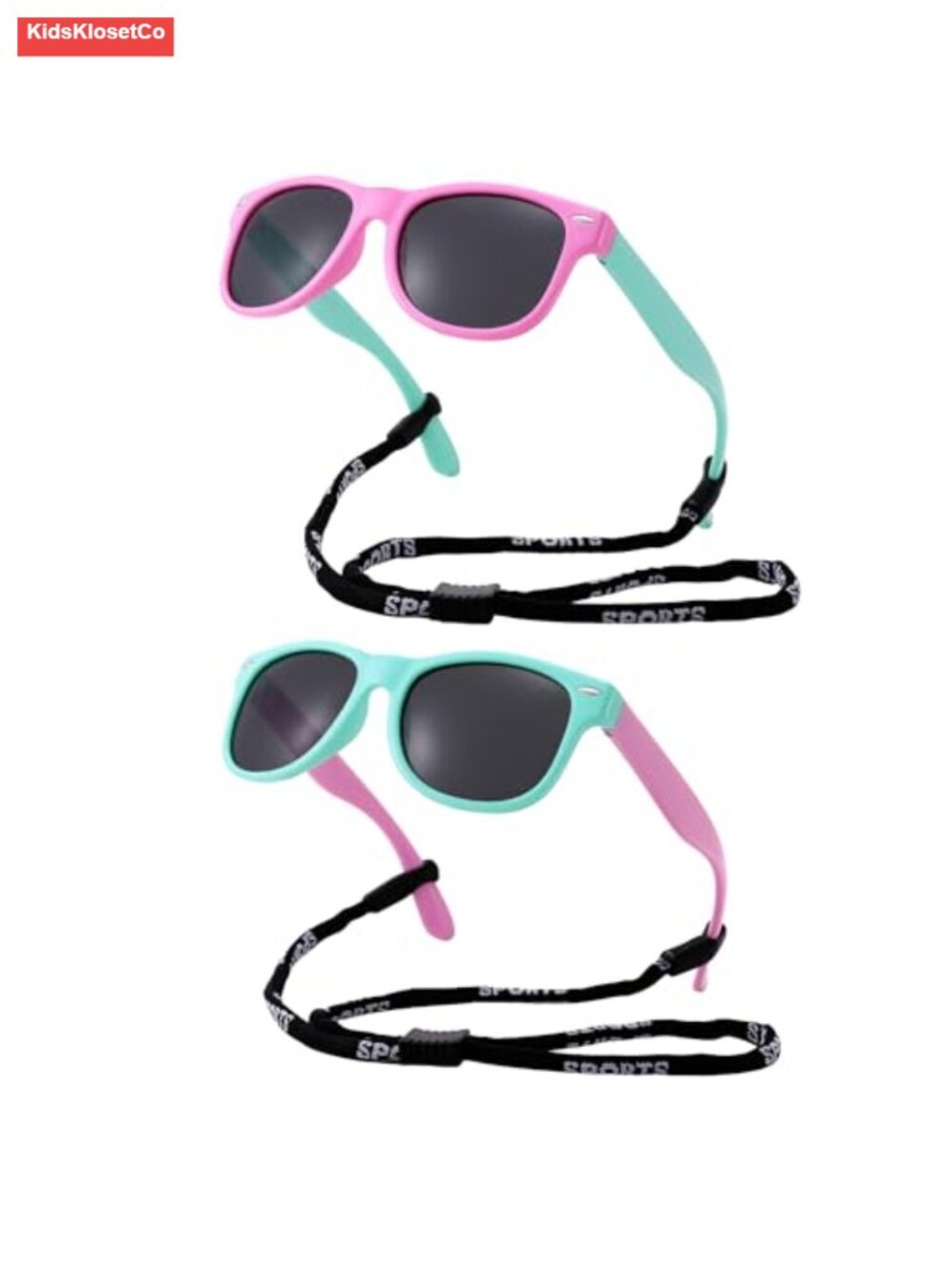 Polarized Kids Sunglasses with Strap UV Protection Flexible Rubber Frame